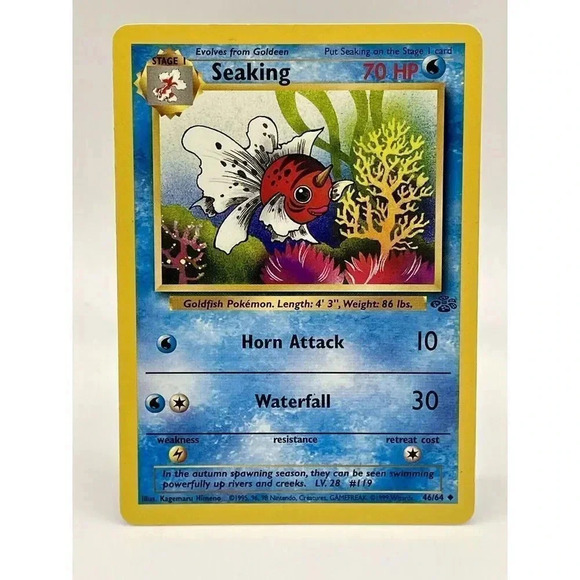 Seaking Jungle 46/64 Pokémon Non Holo Regular Unlimited Uncommon Vintage 1999 LP - Picture 1 of 6